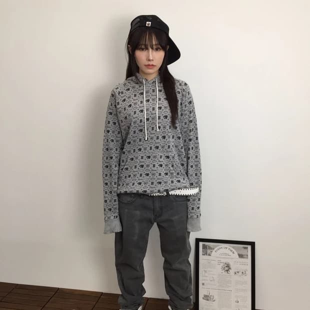 BEAMS All Over Pattern Hoodie