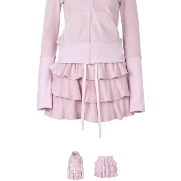 베이비메탈클럽 코튼캔디 벨로아 셋업 베이비핑크