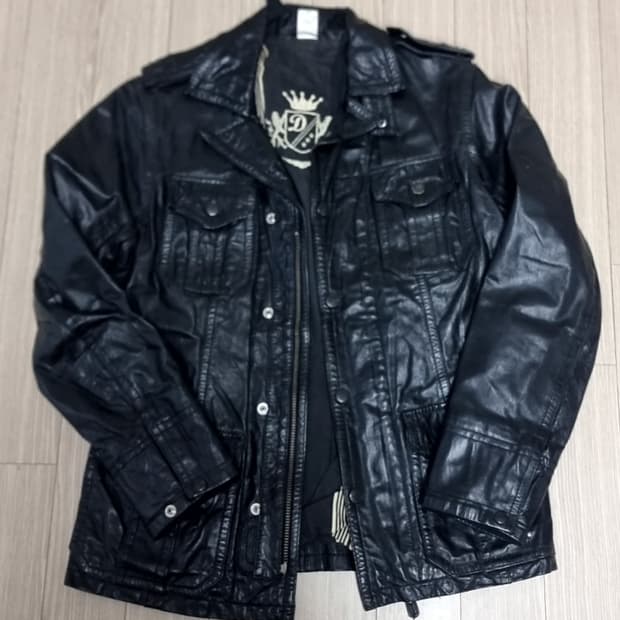 디젤 프리미엄 블랙 양가죽 사파리 자켓(95-100)