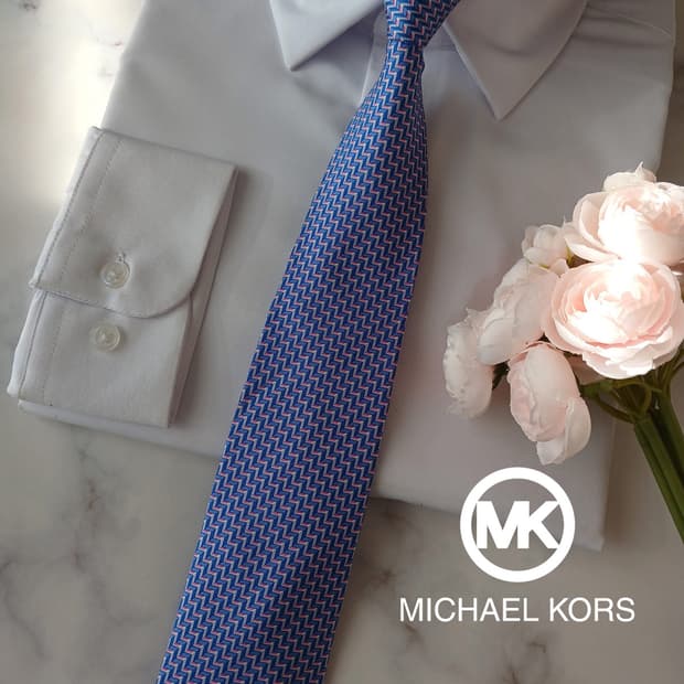 마이클코어스 실크 블루 지그재그 넥타이 7.8cm A+등급 A19050
