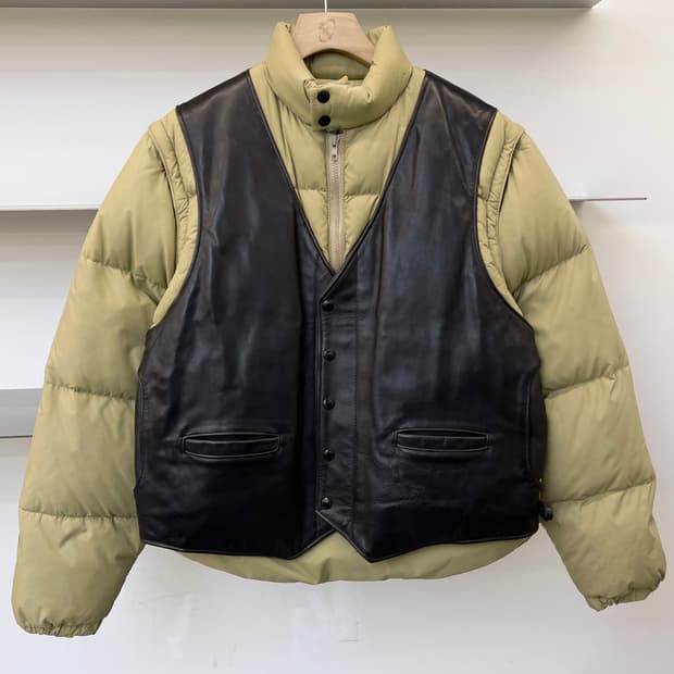 쇼트 80s 2in1 레더 다운 자켓