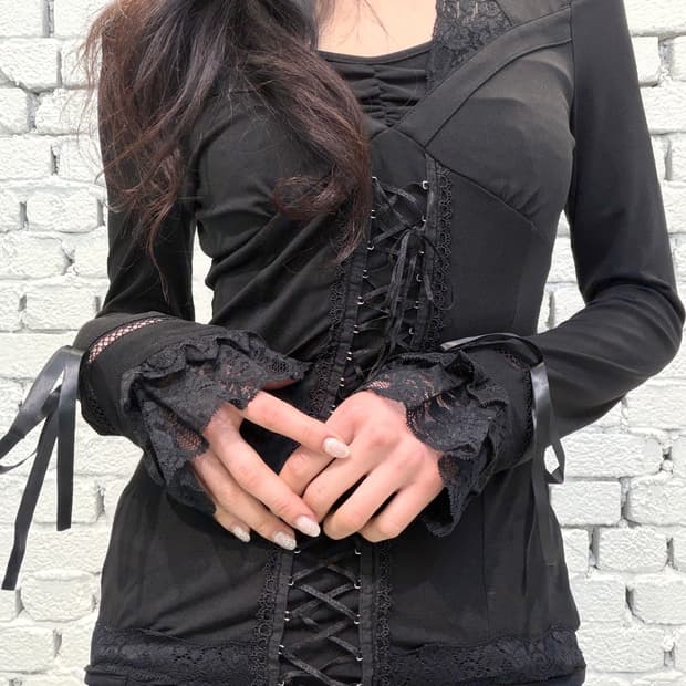 [Ozz_one] Lace Corset Detail Top