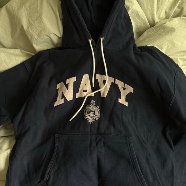 아웃스탠딩 헤비웨이트 네이비 후드티