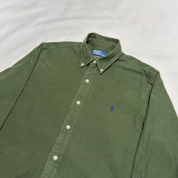 M 폴로랄프로렌 네이비 포니 그린 코튼 셔츠