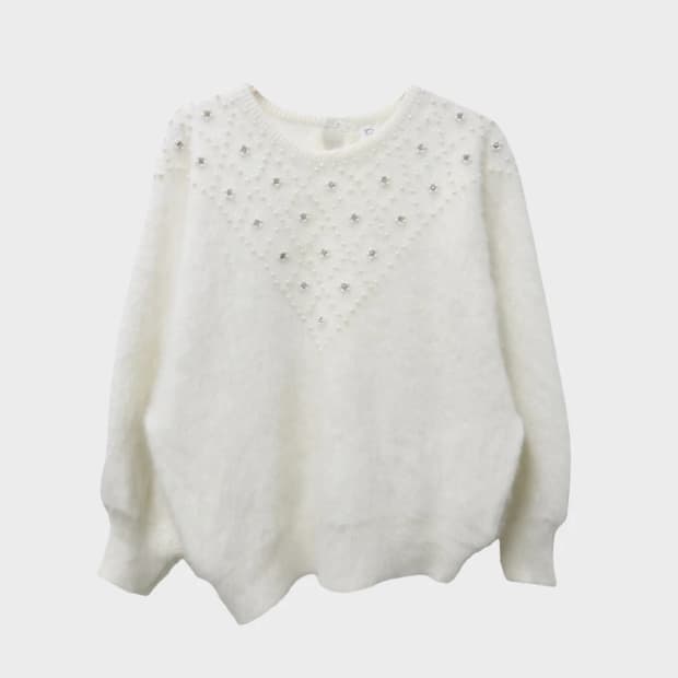 BASHECING 진주 포인트 울  앙고라 혼방 니트 63534