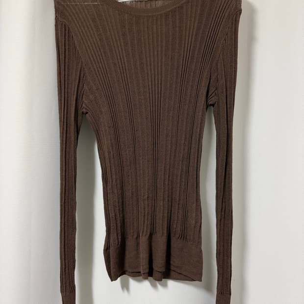 시스루 골지 니트 브라운