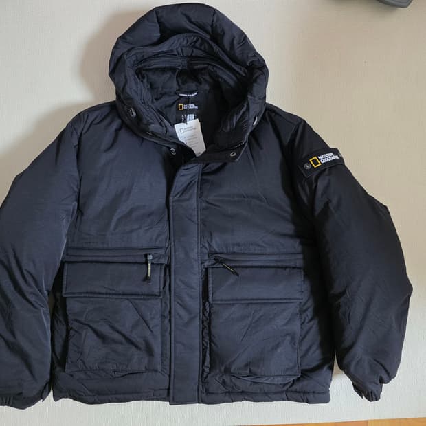 (새상품)내셔널지오그래픽 쿠온 아웃포켓 구스다운 패딩 XL 블랙