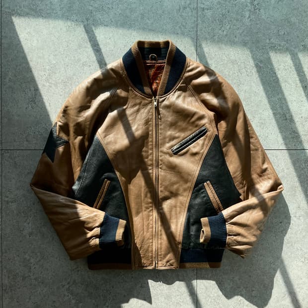 카우보이 레더 바시티자켓