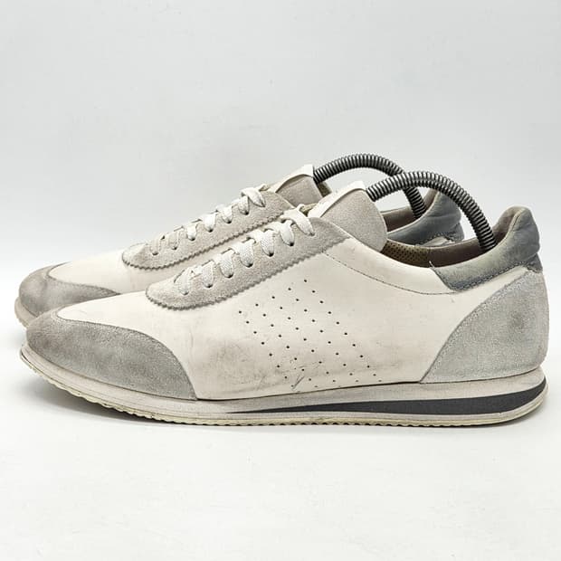 브루넬로 쿠치넬리 레더 트레이너 스니커즈 흰/회 (44)