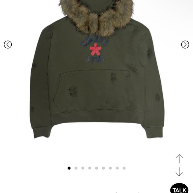 Destroyed Fur Crimson Hoodie (KHAKI)