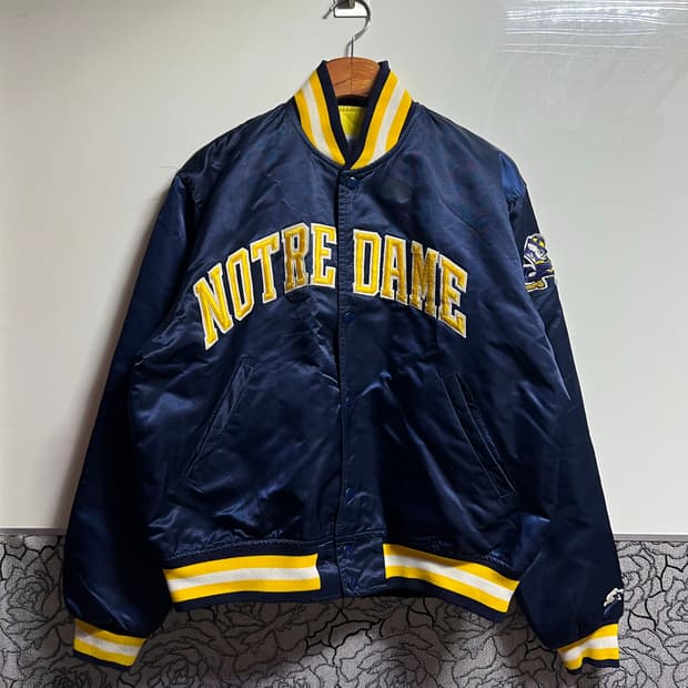 빈티지 스타터 노트르담 바시티 자켓