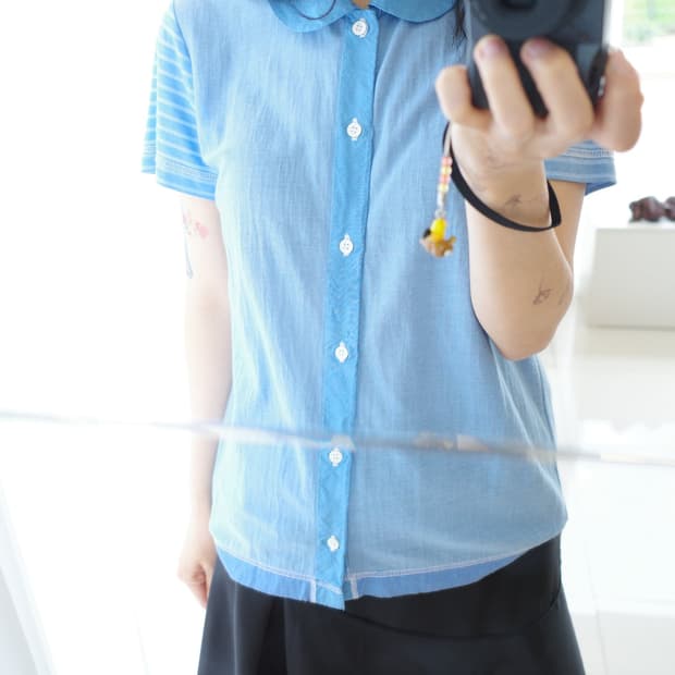 Stripe docking blouse