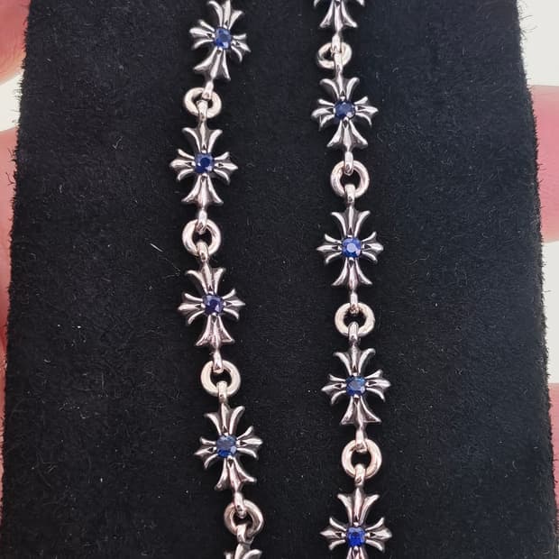 크롬하츠 타이니 팔찌 블루사파이어 풀파베 12링크 팔찌