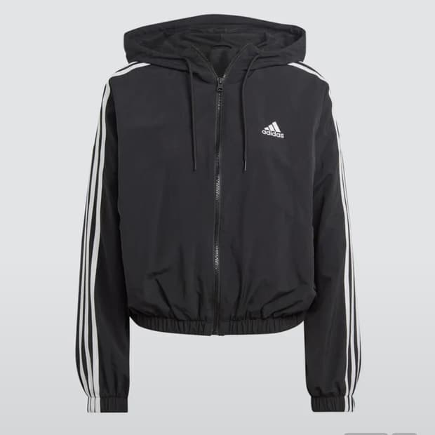 아디다스 바람막이 에센셜 3S 우븐 윈드브레이커 블랙 L