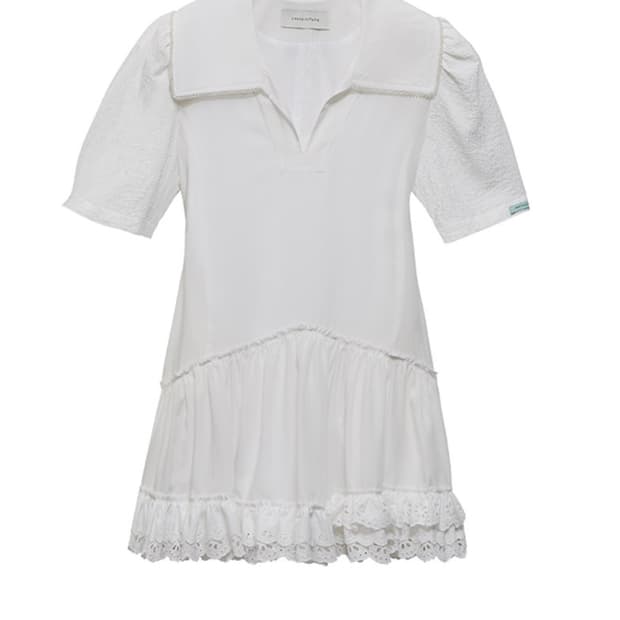 (새상품) 인스턴트펑크 세일러 카라 플레어 원피스 - 화이트