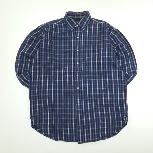 CN802 M 폴로 랄프로렌 로얄블루 플란넬 체크 긴팔 셔츠 남방