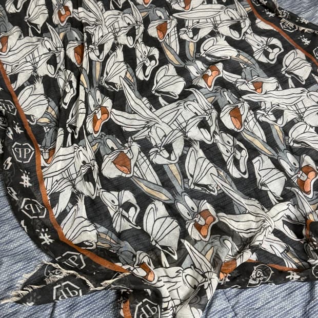 (OS) 필립플레인 모달 실크 버니 스카프 블랙