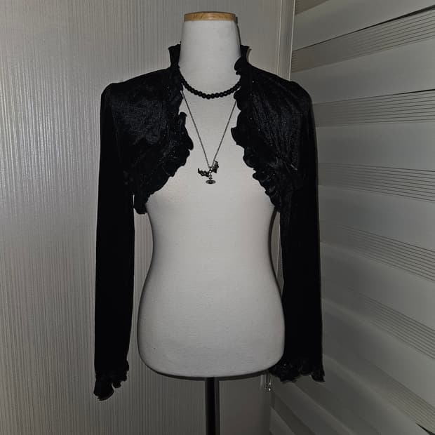 공겜여주 고딕 히메 벨벳 러플 가디건