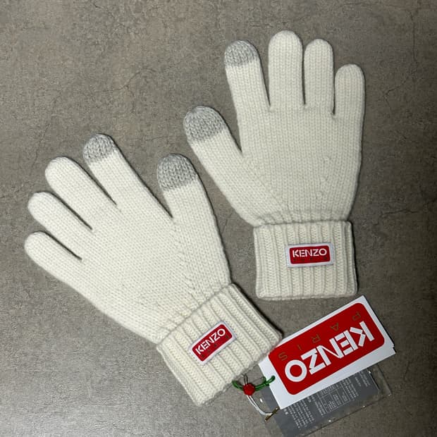 [새상품] 겐조 파리 로고 울 장갑 아이보리