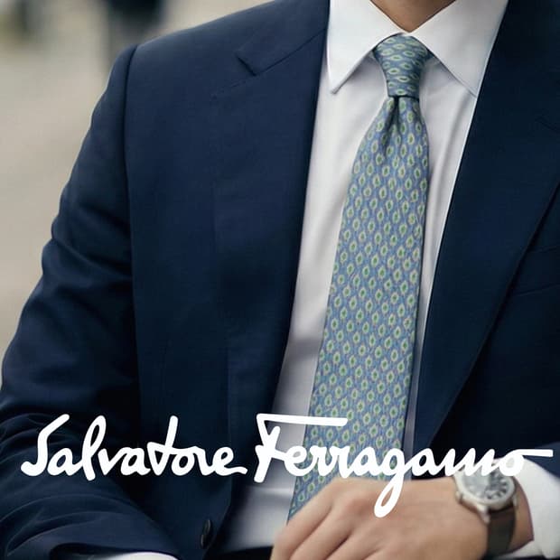 살바토레 페라가모 실크 하늘색 패턴 넥타이 9.5cm B등급 a19659