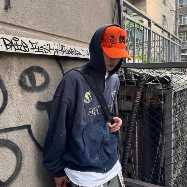 Skoloct 갱 머니 💲🔫스냅백 오렌지