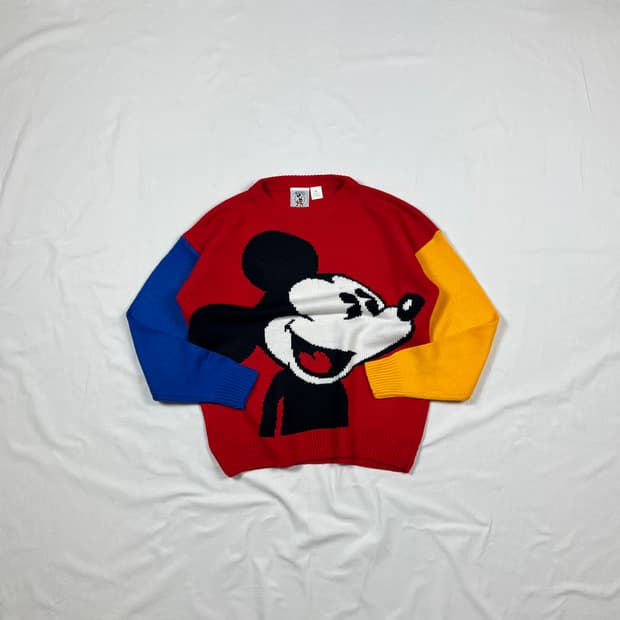 90’s 디즈니 미키마우스 카툰 멀티컬러 니트