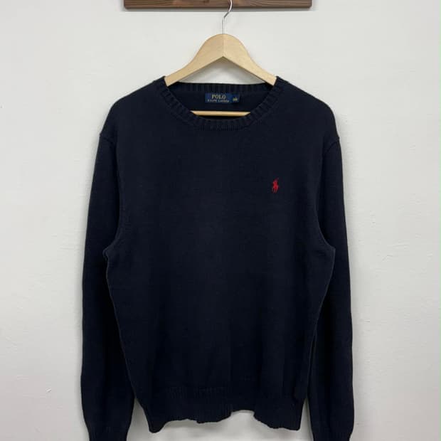 [L] 폴로 랄프로렌 네이비 신형 크루넥 코튼 니트 스웨터