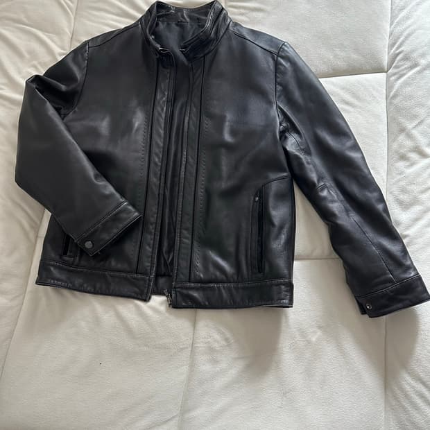 스티치 레더 자켓