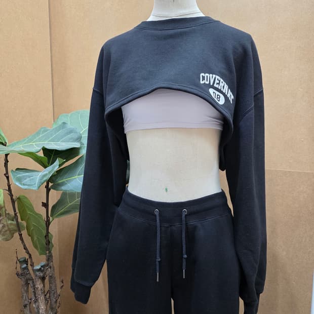 커버낫 언더붑 크롭탑 맨투맨