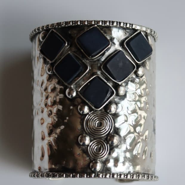 silver navy textured cuff