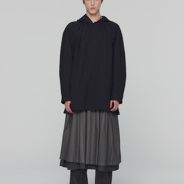 아모멘토 SHIRRING HOODED SHIRTS 후드 셔츠