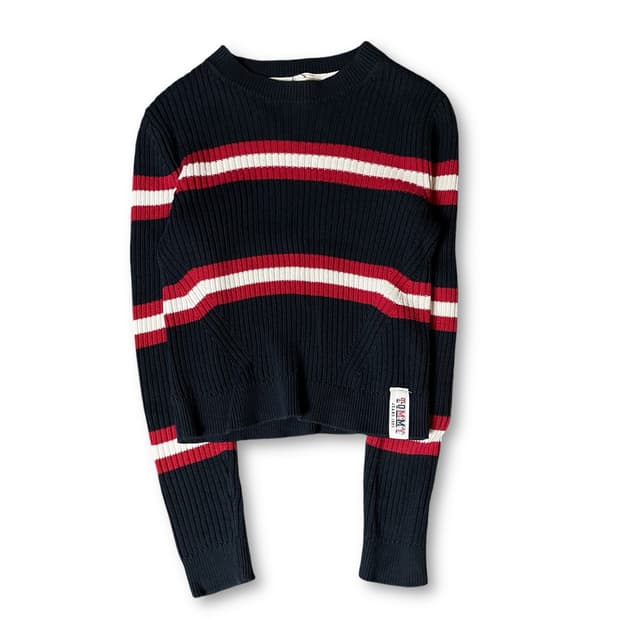 타미진스 네이비 레드 화이트 단가라 긴팔 니트 S