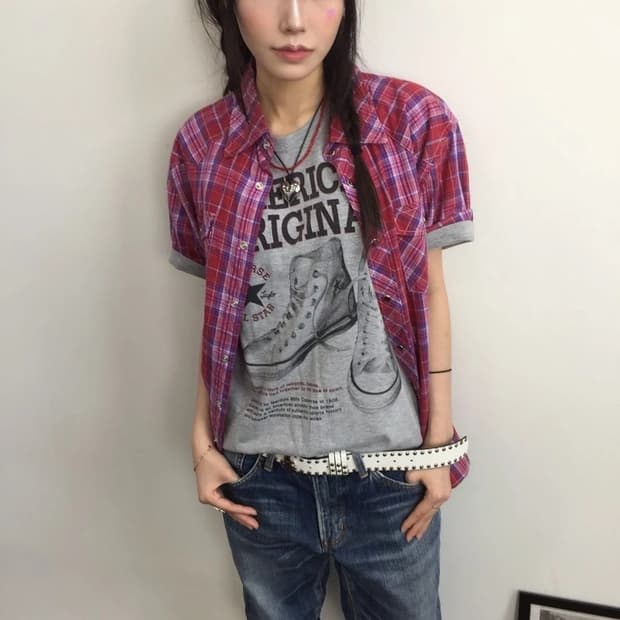 Y2K Semantic Design Check Shirt