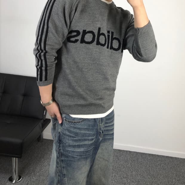 아디다스 정품 올드스쿨 삼섬 니트 그레이