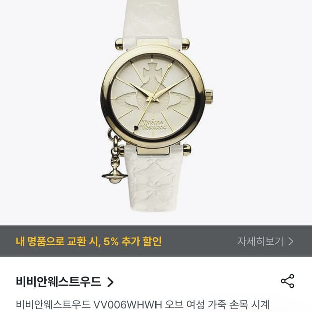 비비안웨스트우드 화이트 가죽시계
