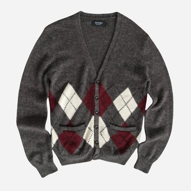 BEAMS HEART Argyle Knit Cardigan