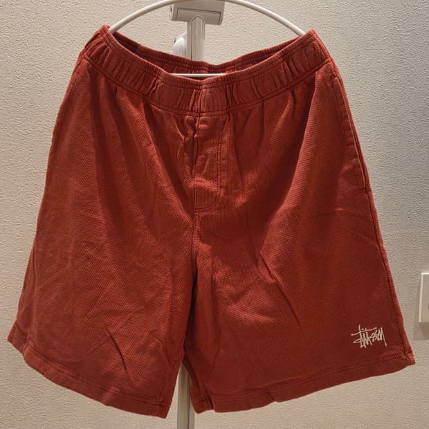 스투시 더블레이어 저지 반바지 레드 라지