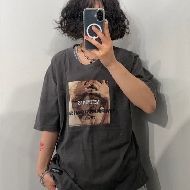 XL 베트멍 빈티지 차콜색 그래픽 반팔 티셔츠
