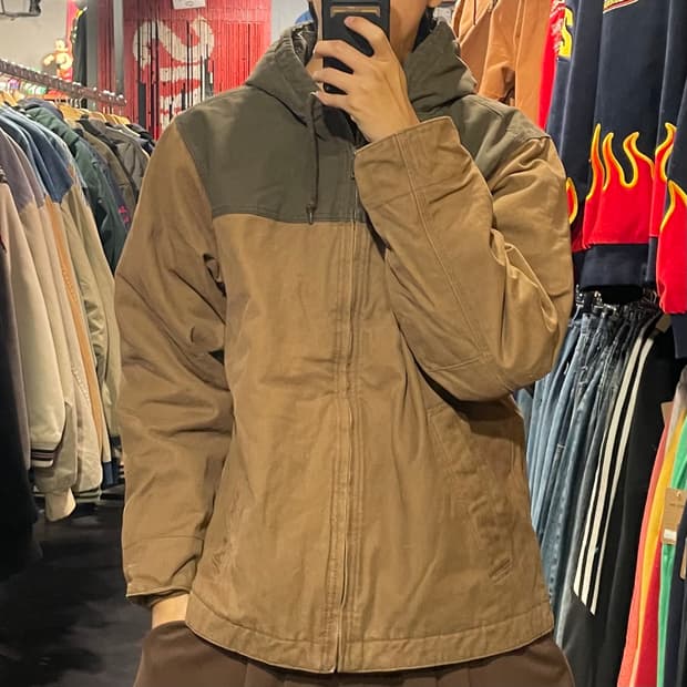 [IM] Vtg 베이지 카키 투톤 후드 워크자켓