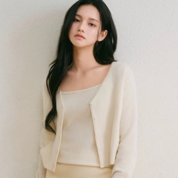 에브모우  캐시미어 브이넥 세트 CASHMERE BLEND V-NECK 