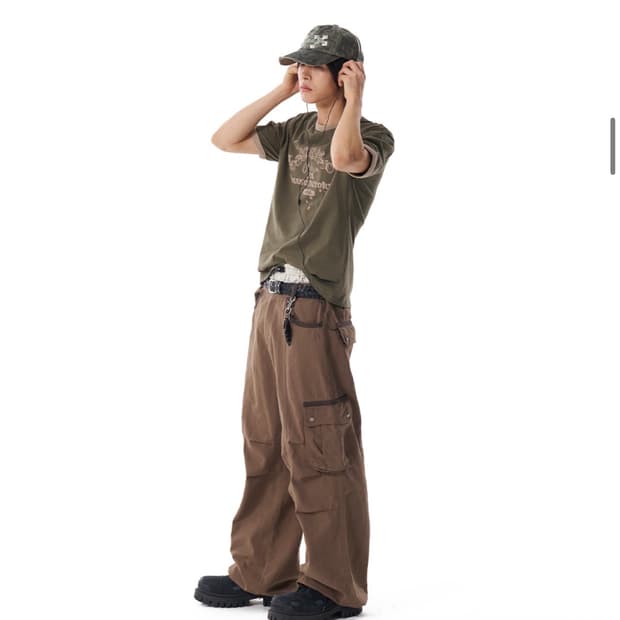 아캄 핀턱 카고팬츠 브라운 (2사이즈)