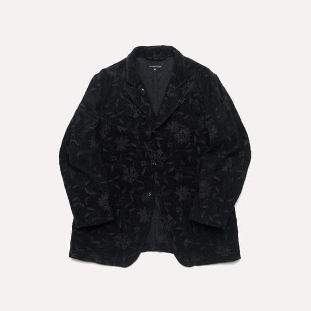 black floral embroidered corduroy bedfor