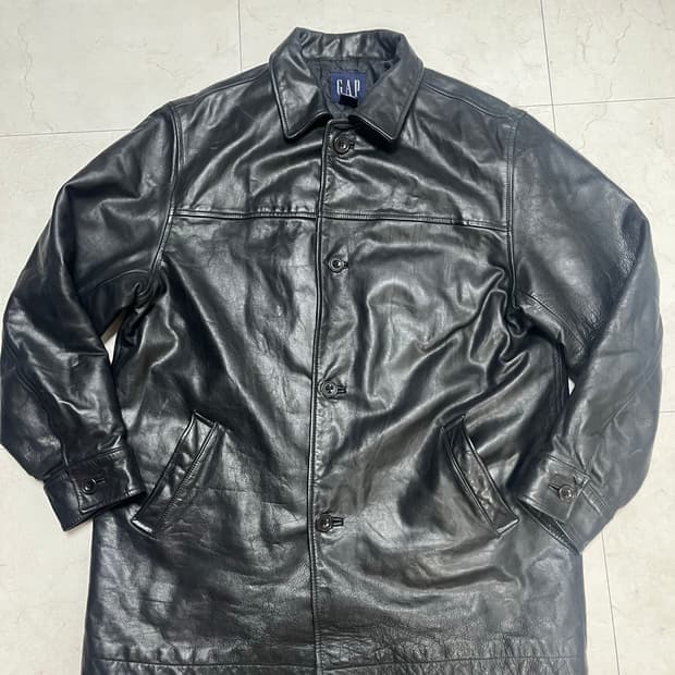 90s 올드갭 레더 카코트 블랙 L