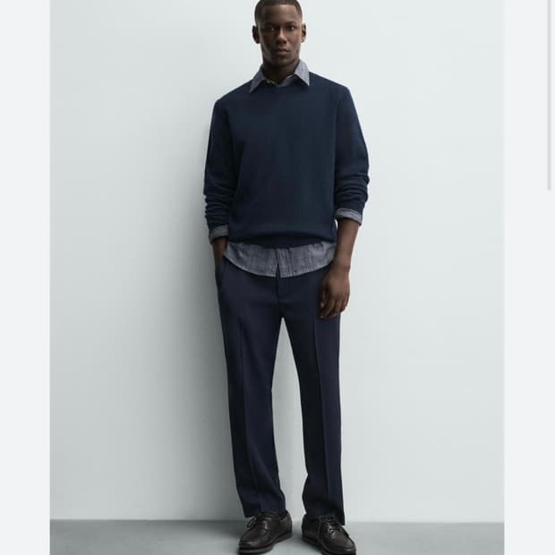 zara(자라) 울 블렌드 니트(블루네이비) XL