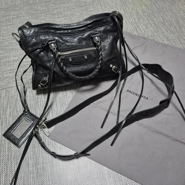 발렌시아가 모터 시티백 블랙 은장 스몰 토트백 크로스백