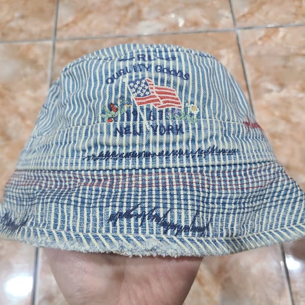 폴로랄프로렌 디스트레스트 스트라이프 데님 버킷