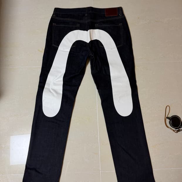 34 에비수 화이트 빅로고 데님 청바지