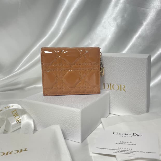 디올 레이디 까나쥬 페이던트 로즈드방 풀세트 지갑