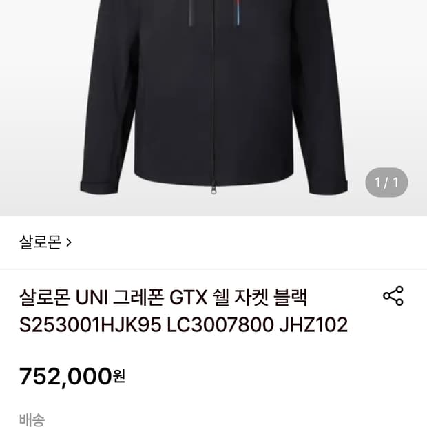 살로몬 고어텍스 바람막이 LC3007800