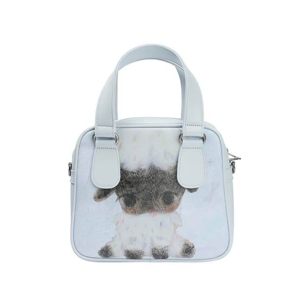 VINTAGE SHEEP GRAPHIC TOTE BAG PASTEL BL